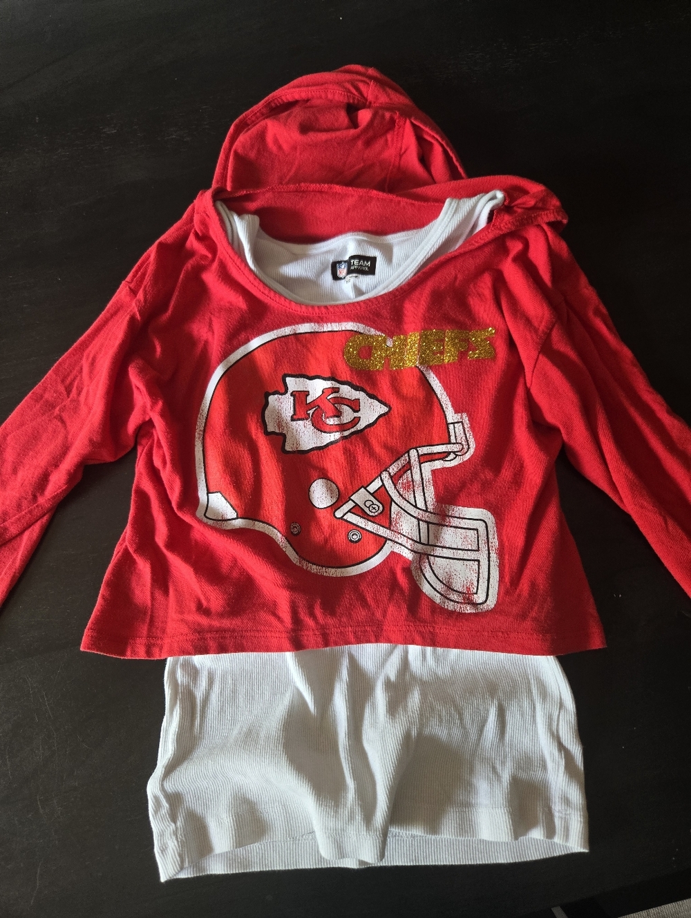 NFL CHIEFS Girls Size 8/10 Hooded Tshirt
